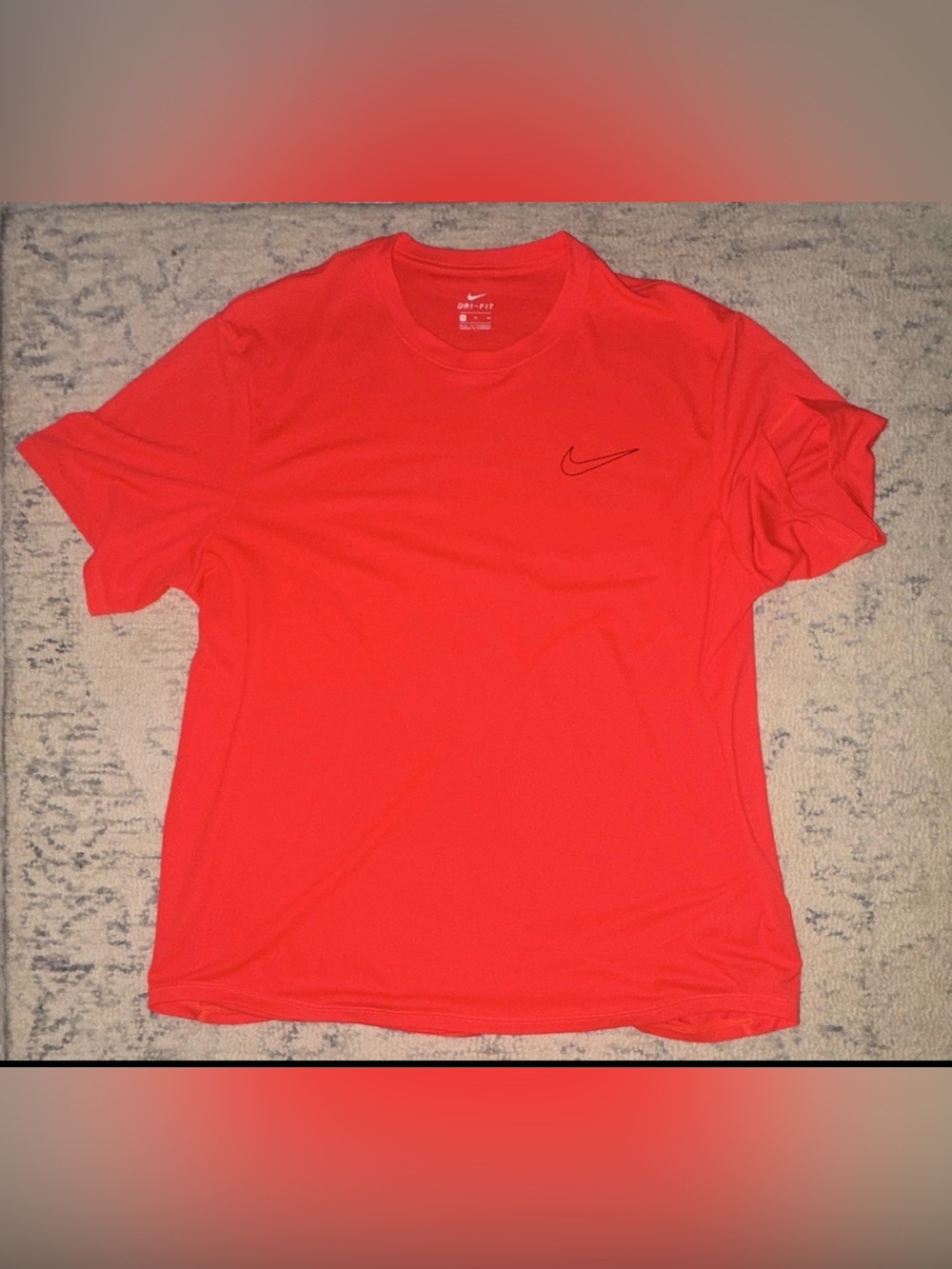 Nike Men’s Short Sleeve Crew Tee in Red with Black Swoosh